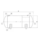 VÍZSZINTES SŰRÍTETT LEVEGŐS TARTÁLY, 15 BAR - HORGANYZOTT EURO L 300 CE (NYOMÁSMÉRŐVEL ÉS A BIZTONSÁGI SZELEPPEL)