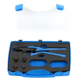   Présfogó-készlet cserélhető présbetétekkel, műanyag dobozban