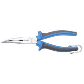   Hajlított, félkerek csőrű fogó vágóéllel és markoló zónával, magasban végzett munkához