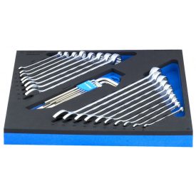   Csillagvilláskulcs- és imbuszkulcs-készlet, SOS tálcában